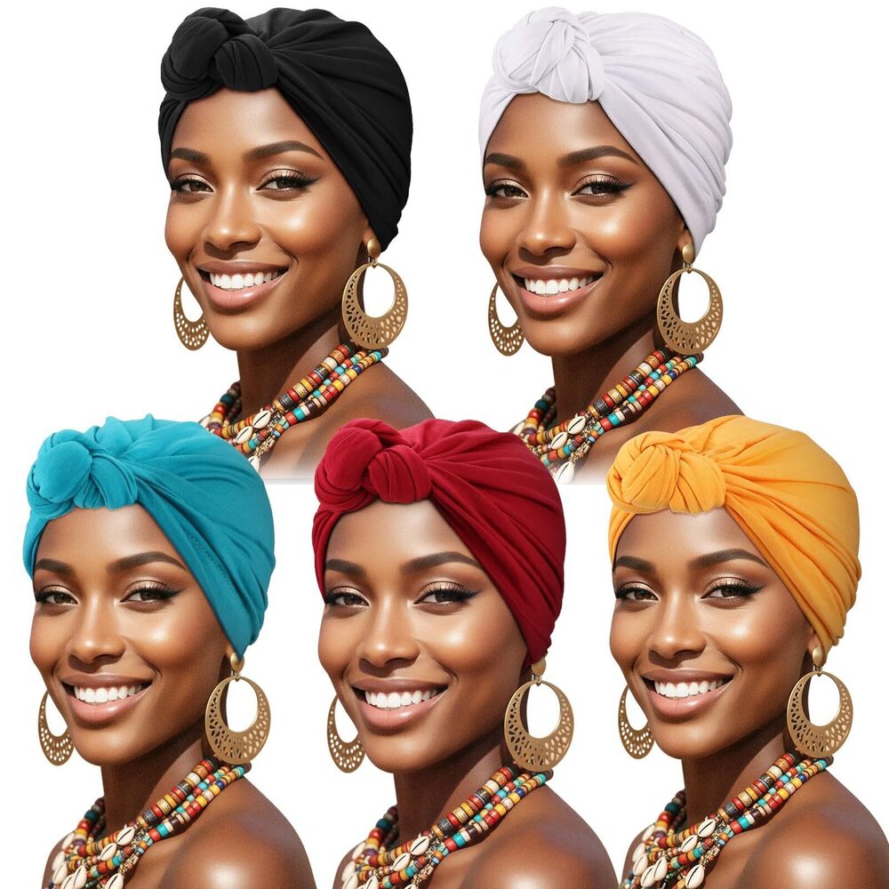 1601 Knotted Headwraps African Turban Pre-Tied Twisted Turbans Caps Head